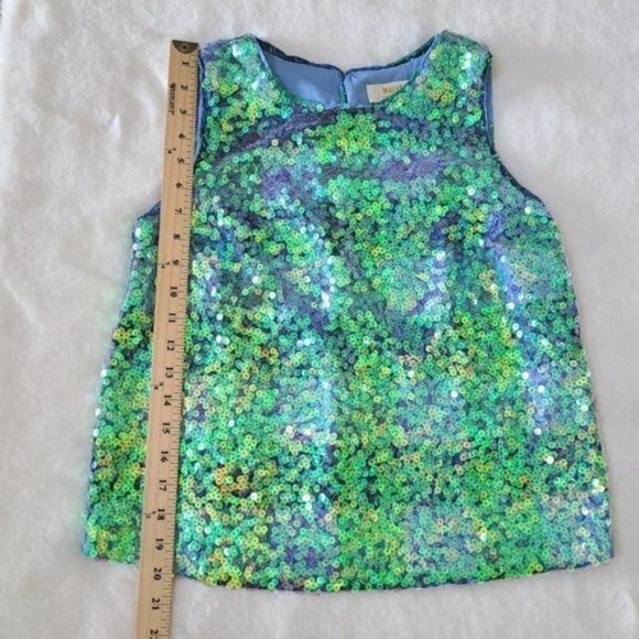 Anthropologie Maeve Amatheia Sequin tank Top  blue green color - Picture 11 of 13